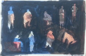 רישום צבע על נייר עיתון