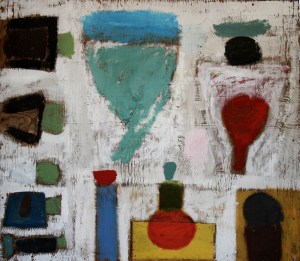 צבע על לוח עץ.