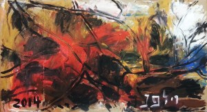 וילפנה קריק. צבע על קרטון תעשייתי. 120cmx64cm