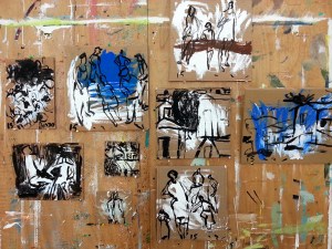 העבודות שלי הן בעצם סוג של גראפיטי. רישום על קרטונים מזדמנים.